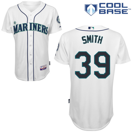 Carson Smith #39 MLB Jersey-Seattle Mariners Men's Authentic Home White Cool Base Baseball Jersey
